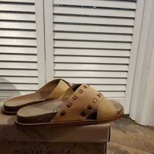 Brand New! Leather Footbed slides